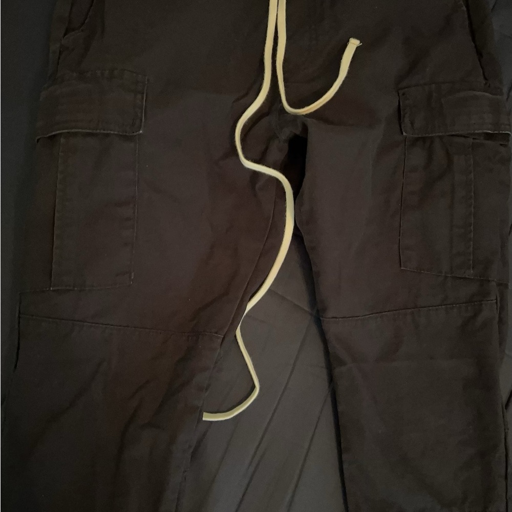 Fear of God Dark Cargo Pants with Cream Drawstring